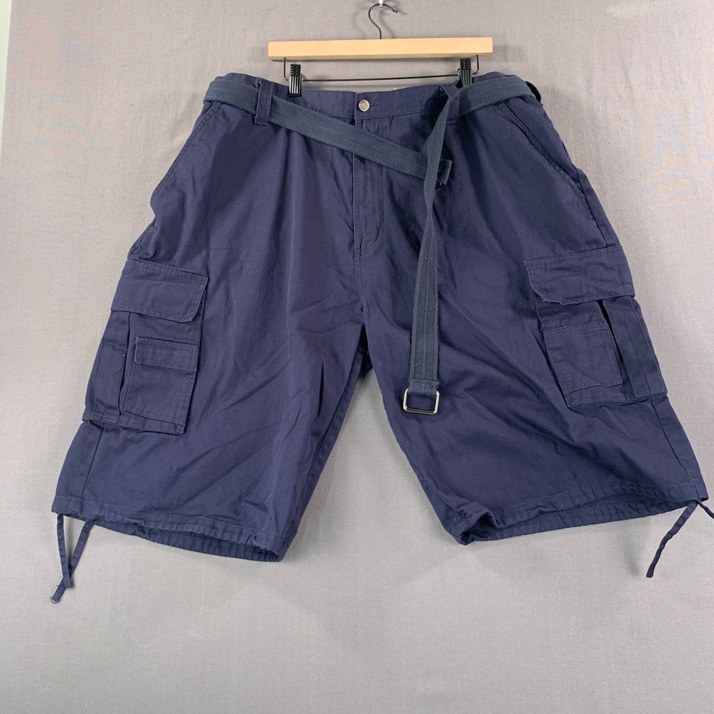 Regal Wear Cargo Shorts Men 46 Navy Blue Belted Y2K 90s Hip Hop Baggy 14" Inseam